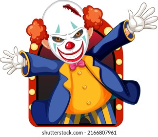 Scary clown smiling cartoon character illustration