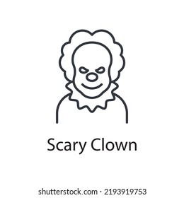 Scary Clown Vector Outline Icon Design Illustration. Miscellaneous Symbol On White Background EPS 10 File