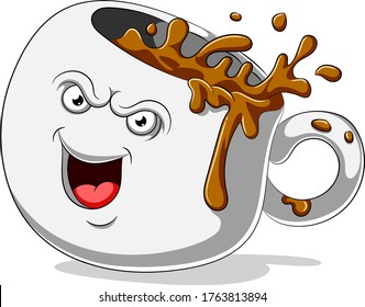 Scary coffee cup cartoon character illustration 