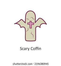 Scary Coffin vector filled outline Icon Design illustration. Halloween Symbol on White background EPS 10 File