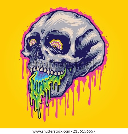 Scary colorful stone skull vector illustrations for your work logo, merchandise t-shirt, stickers and label designs, poster, greeting cards advertising business company or brands
