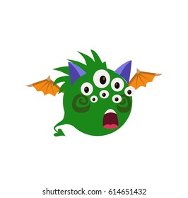 Scary Cool Monster Avatar - Animated Cartoon Character in Flat Vector - Use as Emoji, Mascot or Illustration Isolated on White Background