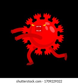 Scary coronavirus isolated. Evil Red Virus Cell. 21st Century Epidemic. World pandemic. microbe 2019-ncov