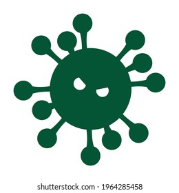 Gruseliges Koronavirus auf weißem Hintergrund. Vektorgrafik-Flachbild-Symbol
