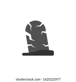 Scary cracked tomb grave stone on cemetery. Halloween vector sketch isolated design element for decoration