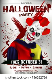 scary crazy clown horror laugh scream halloween party flyer poster