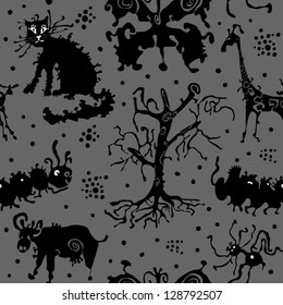 scary creatures seamless pattern