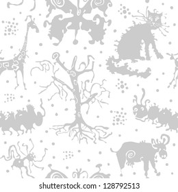 scary creatures seamless pattern