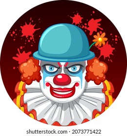 Scary creepy clown face illustration