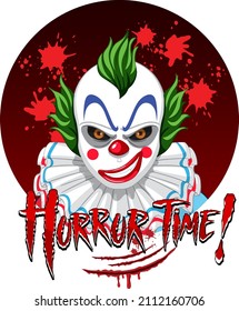 Scary creepy clown face illustration