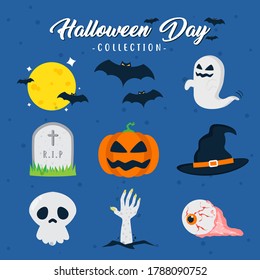 scary and creepy halloween day theme vector design collection can be use to make poster