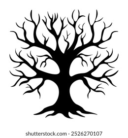 Scary crooked tree. Spooky Halloween festive element. Hand drawn sketch. Vector illustration