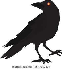 A scary crow vector illustration. Halloween illustration for book illustration, bag, placard, banner design.