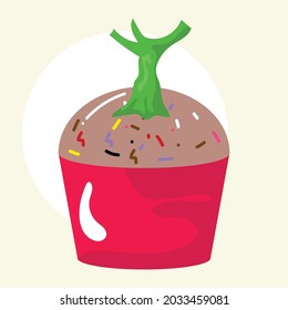 Scary cupcakes Cute on halloween party design. vector illustration