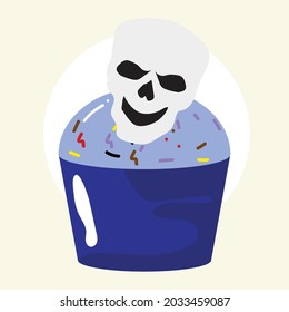 Scary cupcakes Cute on halloween party design. vector illustration