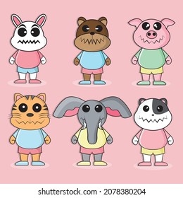 scary cute animal character cartoon bundle set nft