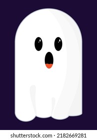 Scary and cute ghosts for Halloween decoration, haunted house inhabited by ghosts, spirit. Vector illustration for postcards, invitations, scrapbooking, stickers, advertising