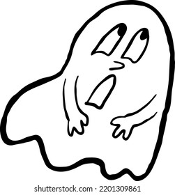 Scary Cute Halloween Ghost Vector Funny Stock Vector (Royalty Free ...