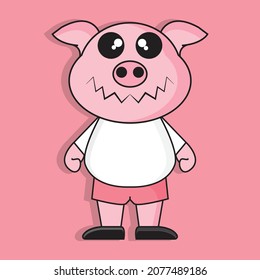 scary cute pig character cartoon mascot nft