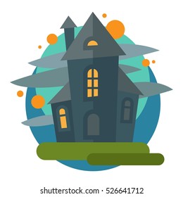 Scary dark castle vector.