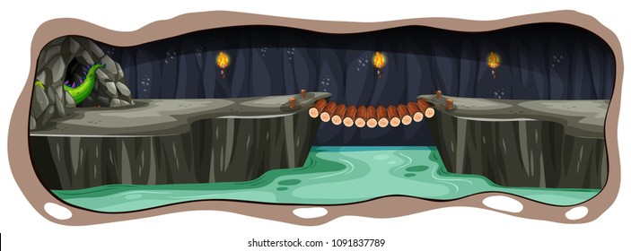 A Scary Dark Dragon Cave  illustration