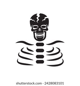 Miedo, muerto, esqueleto, cráneo, horror, icono de la muerte