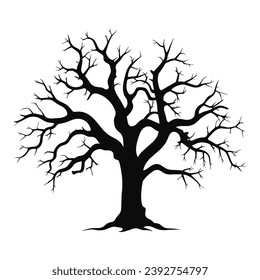 Scary Dead Tree vector Silhouette isolated on a white background