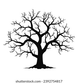 Scary Dead Tree vector Silhouette isolated on a white background