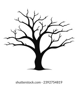 Scary Dead Tree vector Silhouette isolated on a white background