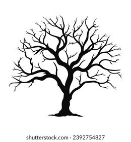 Scary Dead Tree vector Silhouette isolated on a white background