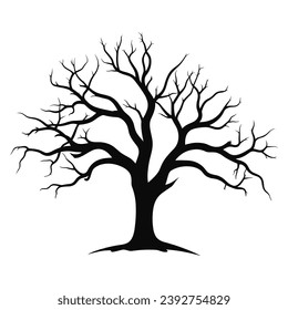 Scary Dead Tree Vektorgrafik Silhouette einzeln auf weißem Hintergrund