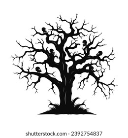 Scary Dead Tree Vektorgrafik Silhouette einzeln auf weißem Hintergrund