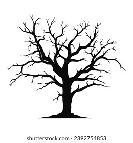 Scary Dead Tree vector Silhouette isolated on a white background
