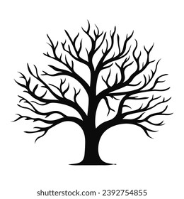 Scary Dead Tree vector Silhouette isolated on a white background