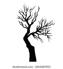Scary Dead Tree vector Silhouette isolated on a white background. illustration