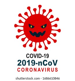 Scary deadly new coronavirus icon with teeth. Warning, precaution, attention, alert icon sign. Healthcare medicine protected concept from bacteria corona virus, COVID-19, 2019-nCoV infection