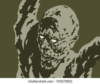 Scary demon attacks. Vector illustration. Genre of horror. Danger character for Halloween.