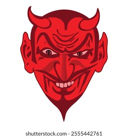 Scary Devil Face With Horns ,devil smile  devil mascot Vector Illustration