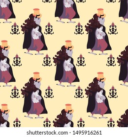 Scary devil - halloween symbol with abstract pattern on a colored background. Pattern.