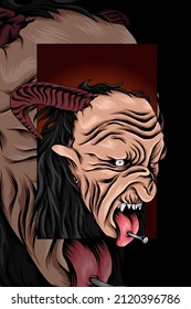 Scary devil head vector illustration