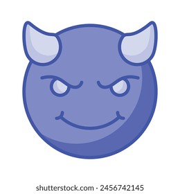 Scary devil with horns, customizable emoji icon in trendy style