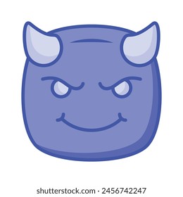 Scary devil with horns, customizable emoji icon in trendy style