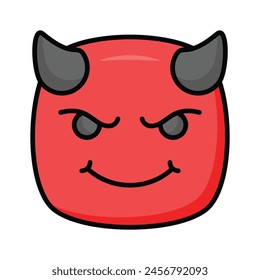 Scary devil with horns, customizable emoji icon in trendy style