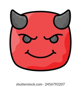 Scary devil with horns, customizable emoji icon in trendy style