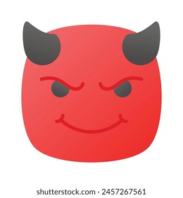 Diablo aterrador con cuernos, icono de emoji personalizable en estilo de moda
