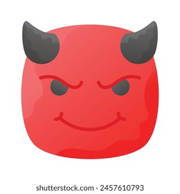 Scary devil with horns, customizable emoji icon in trendy style