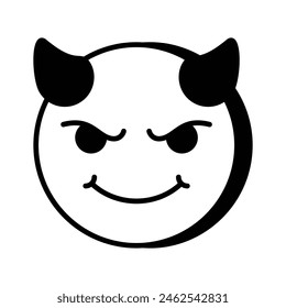 Diablo aterrador con cuernos, icono de emoji personalizable en estilo de moda