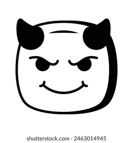 Scary devil with horns, customizable emoji icon in trendy style