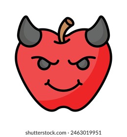 Diablo aterrador con cuernos, icono de emoji personalizable en estilo de moda