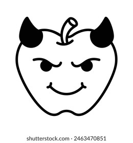 Diablo aterrador con cuernos, icono de emoji personalizable en estilo de moda
